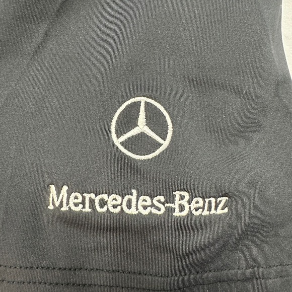 Mercedes-Benz Golf Polo Shirt Striped Logo Short Sleeve Athletic Black Size L - Picture 3 of 5